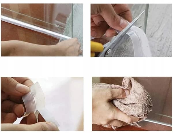 Fönster- och dörrtätning - transparent silikontejp, isolering