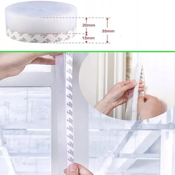 Fönster- och dörrtätning - transparent silikontejp, isolering