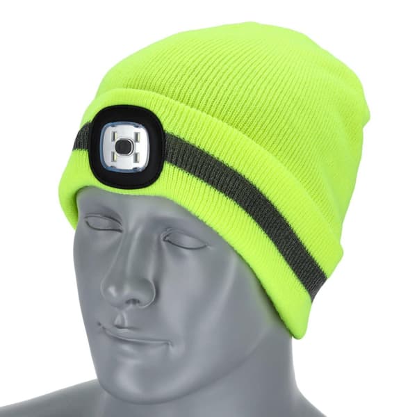 STALCO Vintermössa med ficklampa RAY FLUO gul 54-60 EN STORLEK