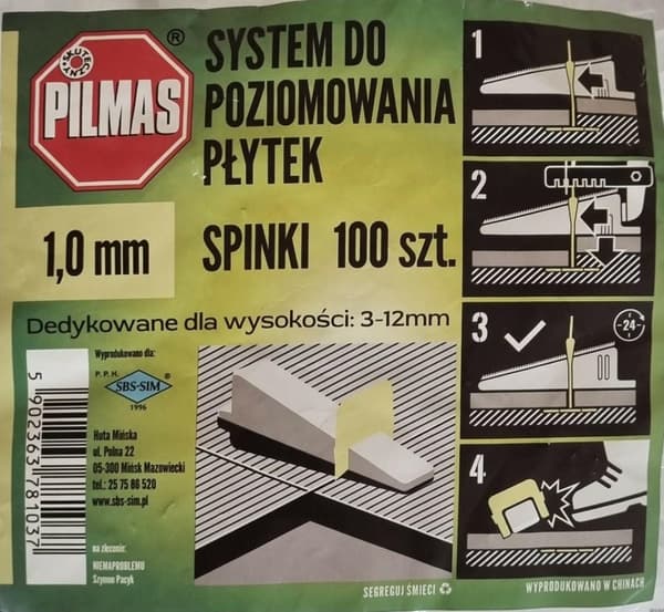 Pilmas Fliseudligningsclips 1,0 mm 100 stk.