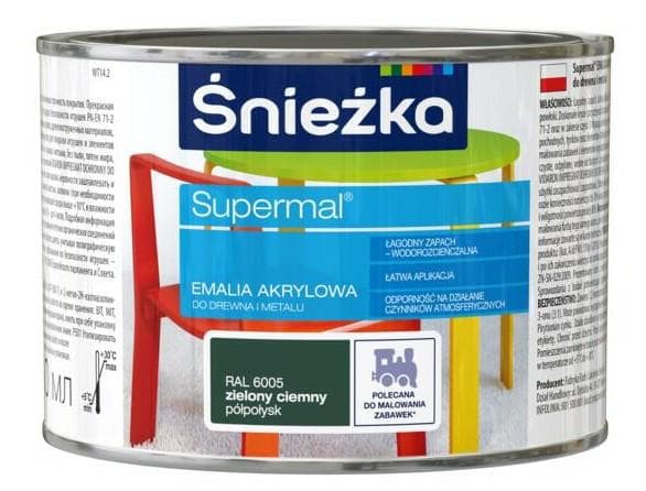 Supermal akryyliemali puulle ja metallille RAL6005 tummanvihreä puolikiiltävä 0,4 l
