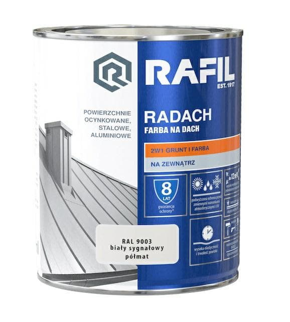 RAFIL Radach -kattomaali, puolihimmeä, signaalinvalkoinen 0,75 l
