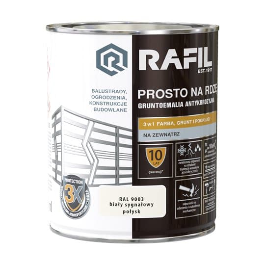 RAFIL Suoraan ruosteenestosta signaalinvalkoinen kiiltävä RAL9003 0,75 l