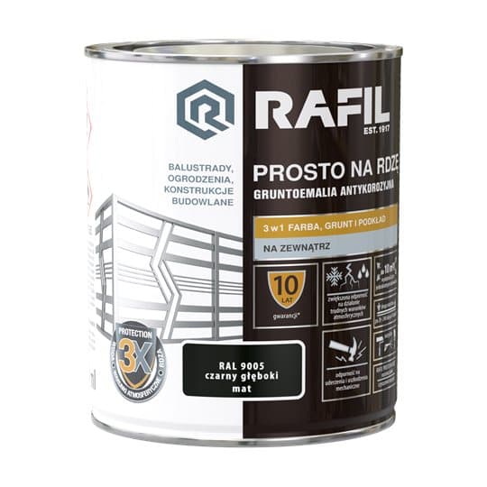 RAFIL Suoraan ruosteenruskeaksi syvän musta matta RAL9005 0,75 l
