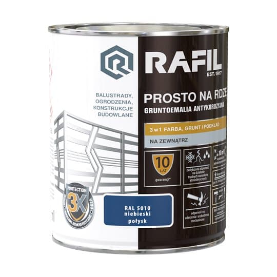 RAFIL Suoraan ruosteensiniseksi kiiltävä RAL5010 0,75 l