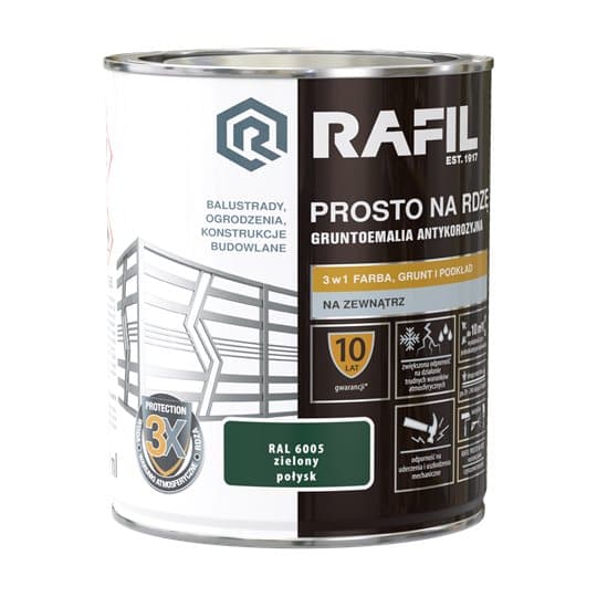 RAFIL Suoraan ruosteenvihreään kiiltävä RAL6005 0,75 l