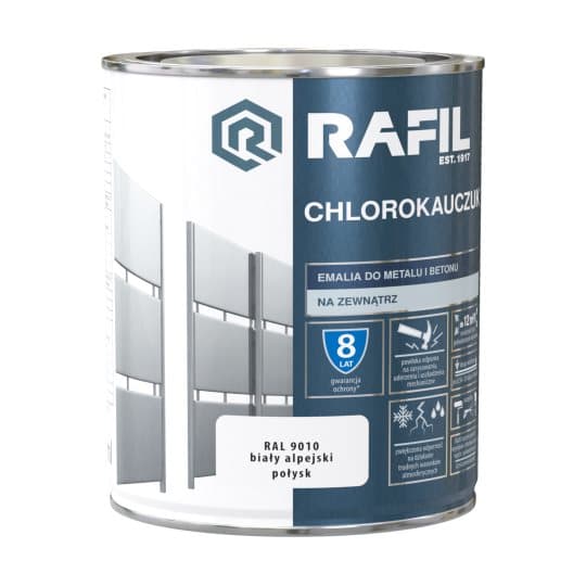 RAFIL Kloorikumi, alppivalkoinen, kiiltävä RAL9010, 0,75 l