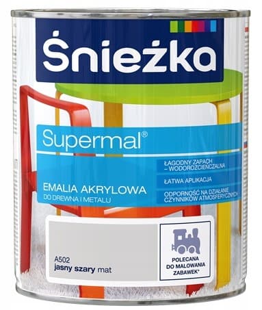 Supermal akryyliemali puulle ja metallille A502 vaaleanharmaa matta 0,8 l