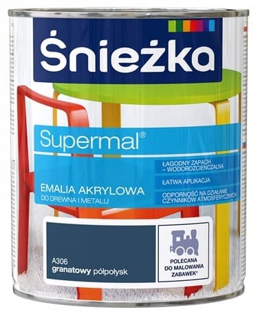 Supermal akryyliemali puulle ja metallille A306 tummansininen puolikiiltävä 0,8 l