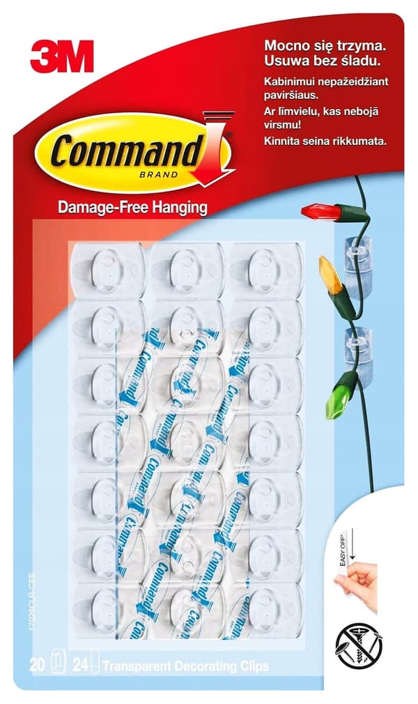 Command gennemsigtige selvklæbende kroge 20 stk.