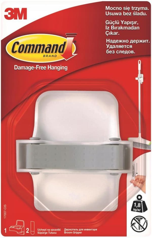Command-harja ja luudanpidike ilman porausta