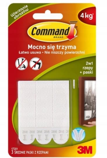 Kardborreband för upphängning av tavlor, stor Command, 3 st.