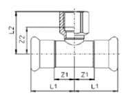 GW Teräksinen sprinkleri-T-liitin - 22 Rp1/2""