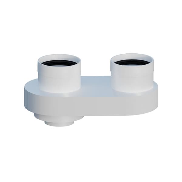 PP-systemfördelare PP platt DN60/100mm x 80/80mm med packning [EPDM] ONLINE