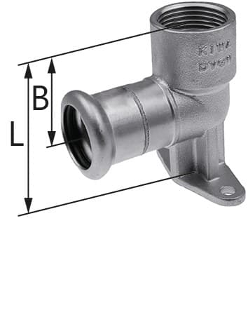 Vægbøjning med ører GW Inox - 18 Rp1/2"" L = 63 mm