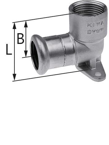Vægbøjning med ører GW Inox - 18 Rp1/2"" L = 44 mm