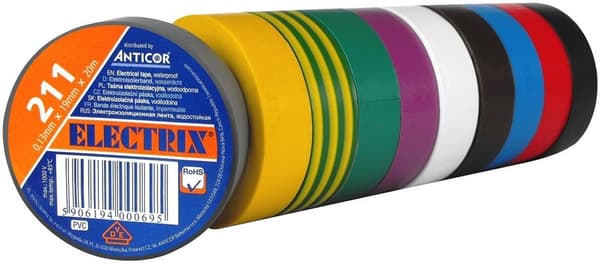 ELECTRIX 211 teippi, sateenkaari 10 rullaa 19 mm x 20 m