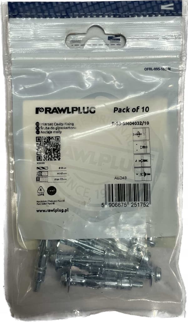 RAWLPLUGG GIPSSKIVSKRUV M4 32MM 10 ST.