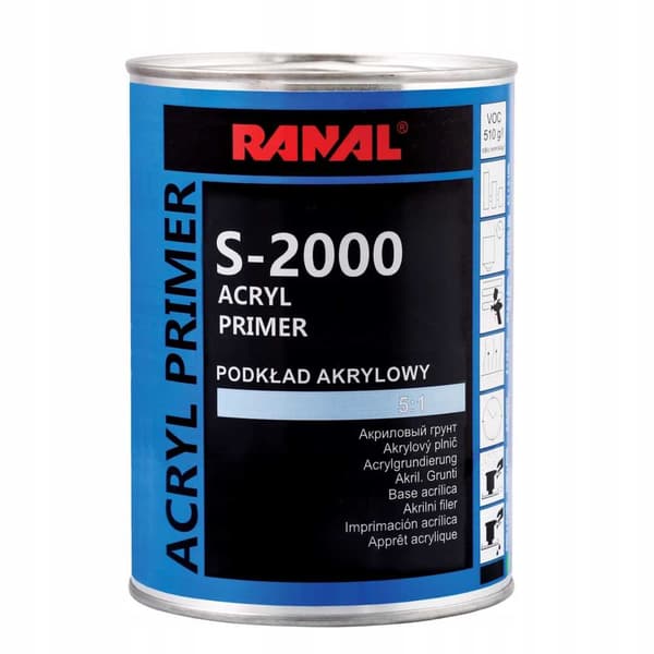 AKRYYLIPOHJAMAALI VALKOINEN S-2000 0,4L + KOVETTAJA 0,08L RANAL-SETTI