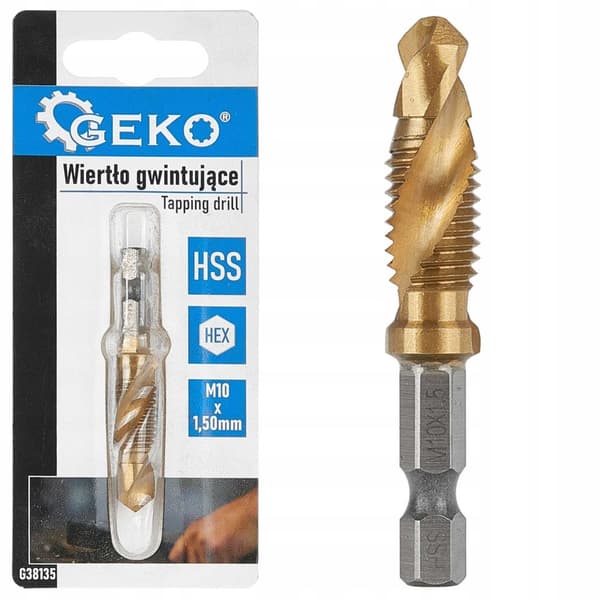 GEVINDVENDINGSBOR GEVINDVENDINGSBOR MED BOR HSS TiN M10 x 1,50mm UNDER 6-KANT GEKO