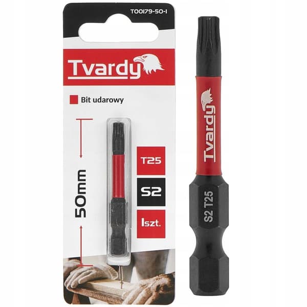 Iskuterä 50mm T25 TORX S2 teräskärkinen TVARDY-ruuvimeisselille
