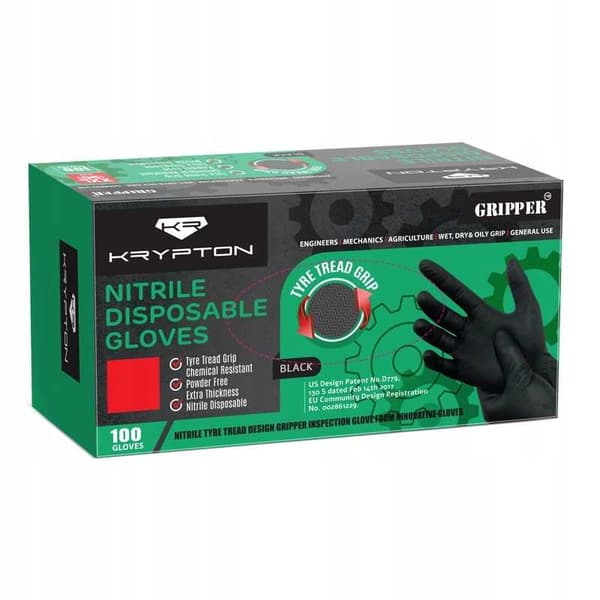 NITRILHANDSKER MED SORT GRIPPER XL /KRYPTON/