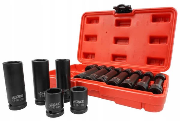 Korte og lange slagtopnøgler 1/2" 20 stk. 10-19mm Verke