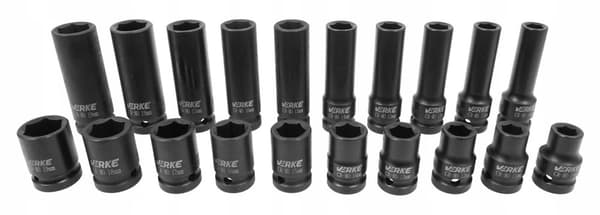 Korte og lange slagtopnøgler 1/2" 20 stk. 10-19mm Verke