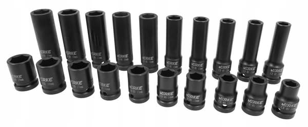 Korte og lange slagtopnøgler 1/2" 20 stk. 10-19mm Verke
