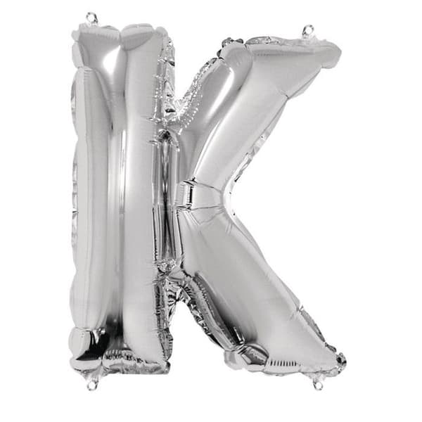 Aluminiumballong Bokstav K Silver 40cm