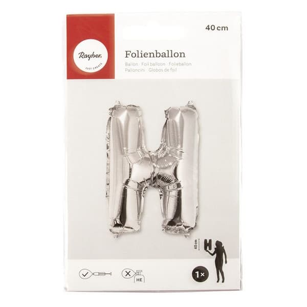 Aluminiumballong Bokstav H Silver 40cm