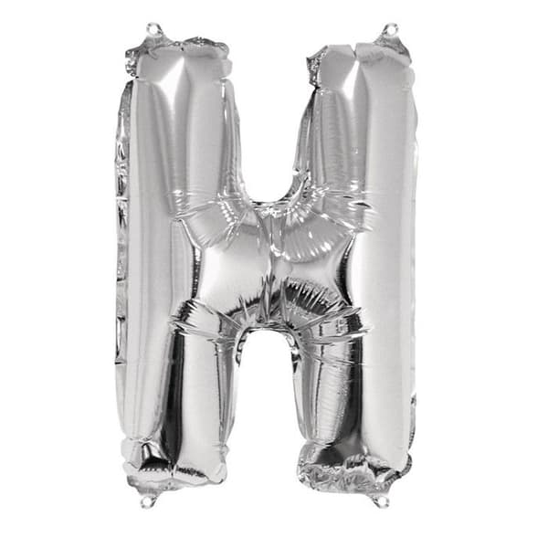 Aluminiumballong Bokstav H Silver 40cm