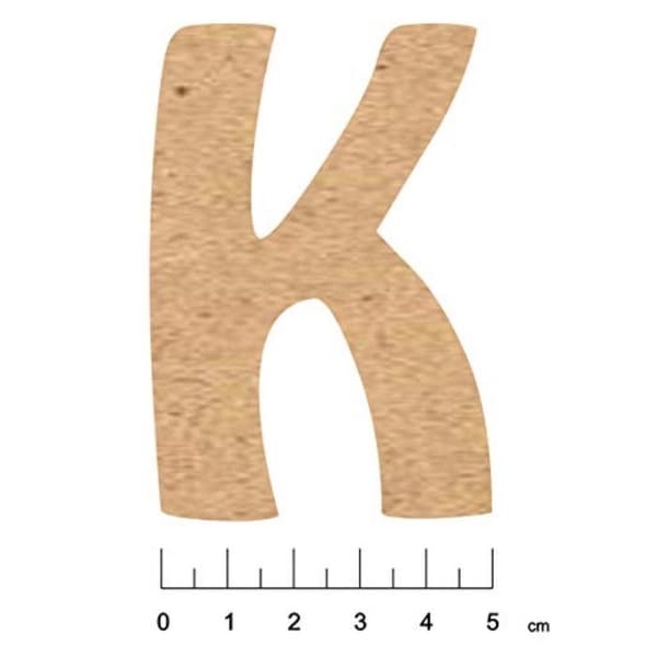 Bokstäver i MDF trä med självhäftande baksida 7,5cm Bokstav K
