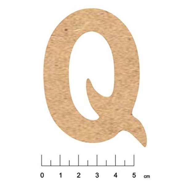 MDF-klisterbokstäver i trä 7,5 cm Bokstav Q