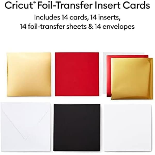 Cricut insättningsöverföringsark 12,1 cm (Storlek 14 Pack | för användning med Cricut-kortmatta-2x2, Guld