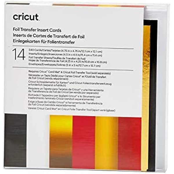 Cricut insättningsöverföringsark 12,1 cm (Storlek 14 Pack | för användning med Cricut-kortmatta-2x2, Guld