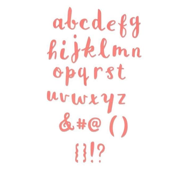 SIZZIX Die Thinlits Set 35 delar Alfabet med små bokstäver penseleffekt av Debbi Potter