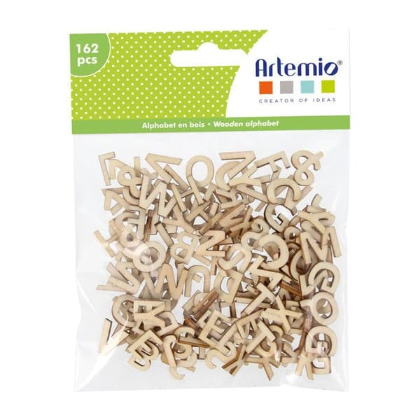 Alfabete i trä versaler (13 mm) påfyllning