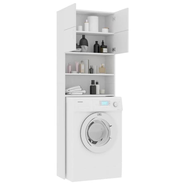vidaXL Tvättmaskinsskåp vit 64x25,5x190 cm konstruerat trä