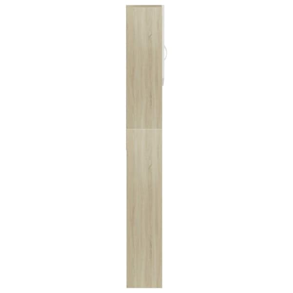 vidaXL vaskemaskineskab 64x25,5x190 cm spånplade hvid og sonoma-eg