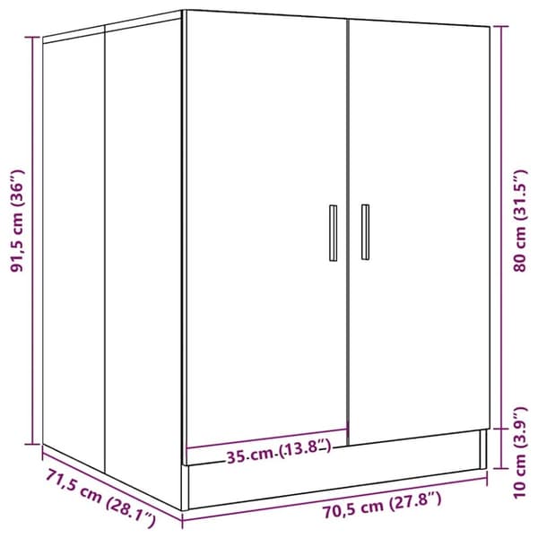 vidaXL Tvättmaskinsskåp betonggrå 71x71,5x91,5 cm
