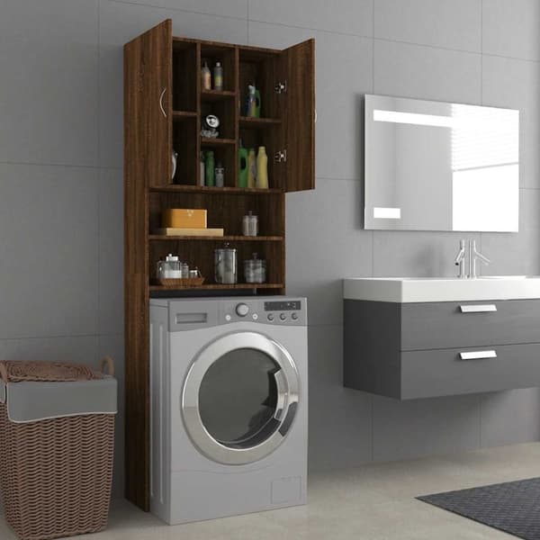 vidaXL Vaskemaskinskap brun eik 64x25,5x190 cm