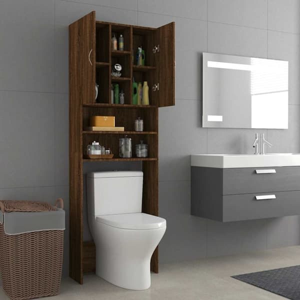 vidaXL Vaskemaskinskap brun eik 64x25,5x190 cm