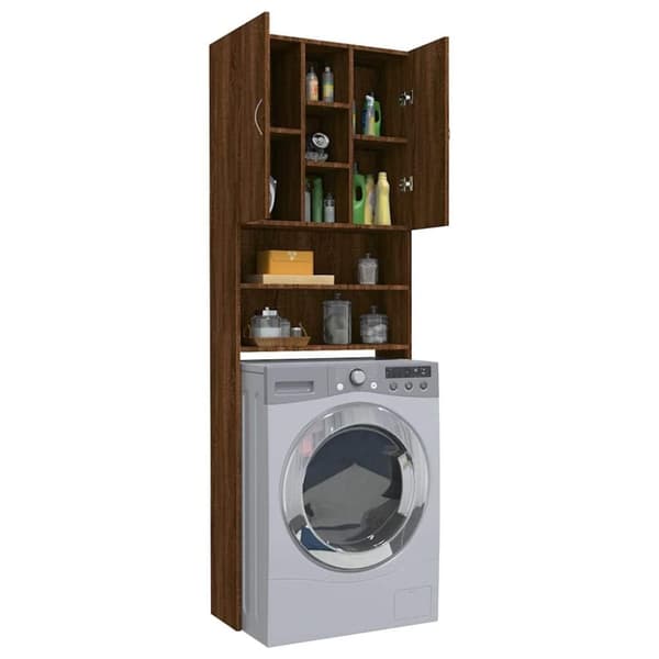 vidaXL Vaskemaskinskap brun eik 64x25,5x190 cm