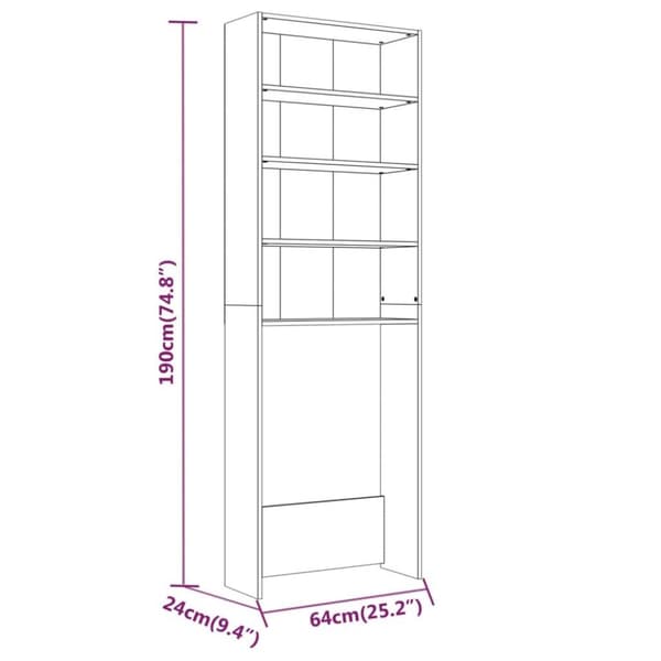 vidaXL Pesukonekaappi ruskea tammi 64x24x190 cm
