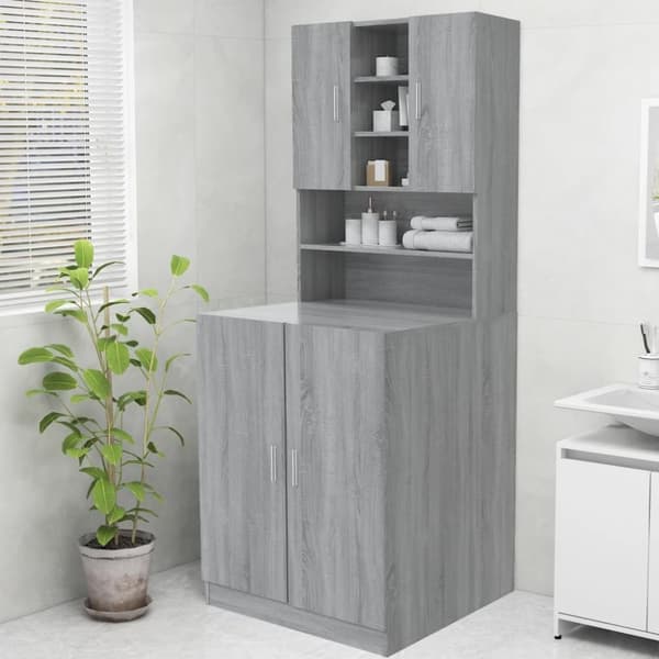 vidaXL vaskemaskineskab 70,5x25,5x90 cm grå sonoma-eg