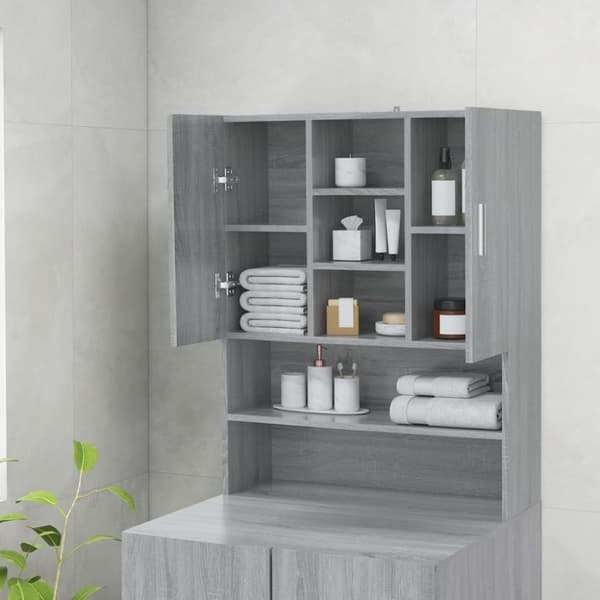 vidaXL vaskemaskineskab 70,5x25,5x90 cm grå sonoma-eg