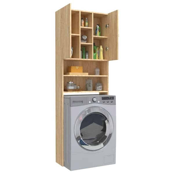 vidaXL badeværelsesskab til vaskemaskine 64x25,5x190 cm sonoma-eg