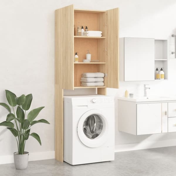 vidaXL Tvättmaskinsskåp sonoma-ek 64x25,5x190 cm
