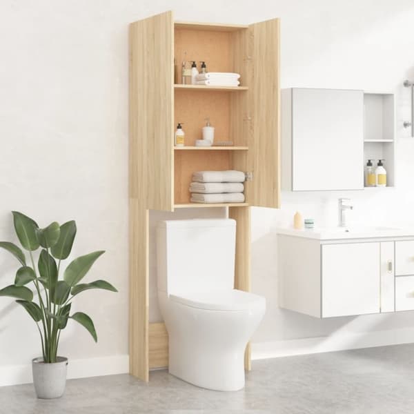 vidaXL Tvättmaskinsskåp sonoma-ek 64x25,5x190 cm